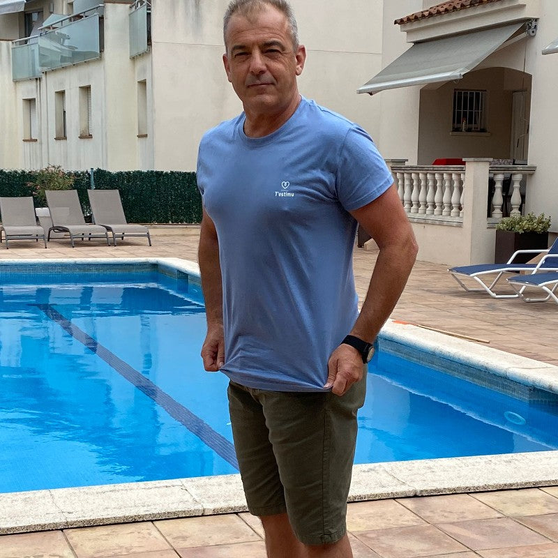 Camiseta de algodón azul pastel - T'estimu