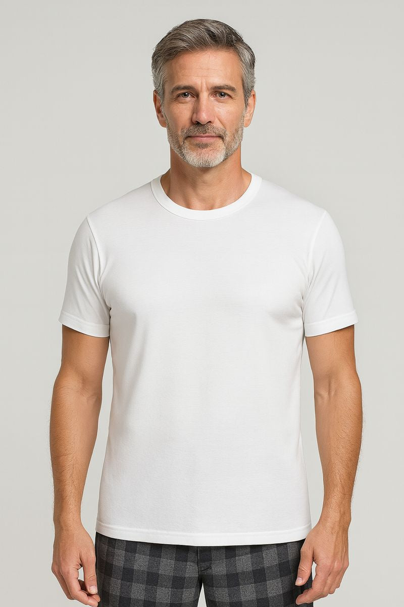 Camiseta blanca térmica de manga corta de interior para hombre. Tallas de la M a la 5XL