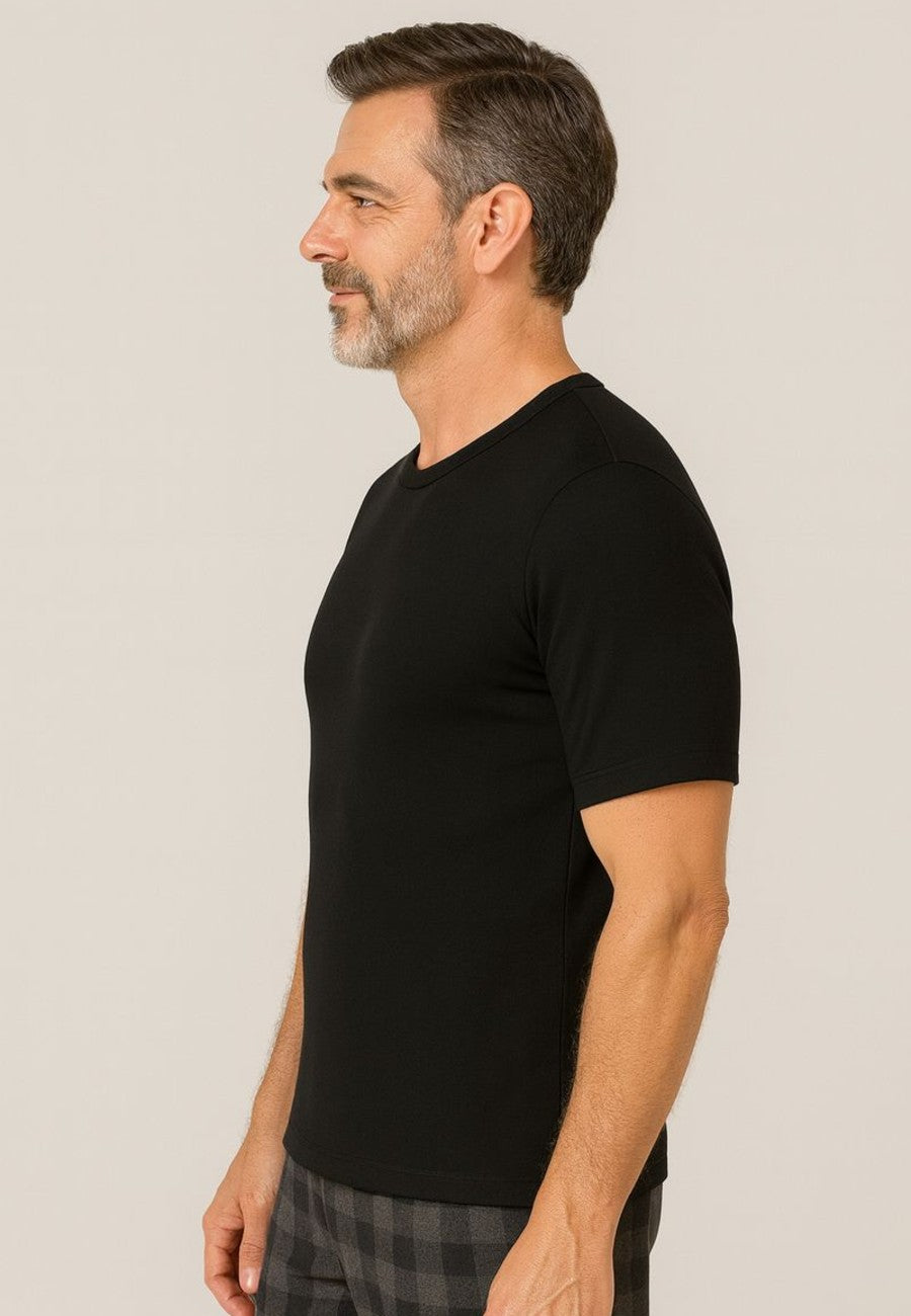Camiseta negra térmica de manga corta de interior para hombre. Tallas de la M a la 5XL
