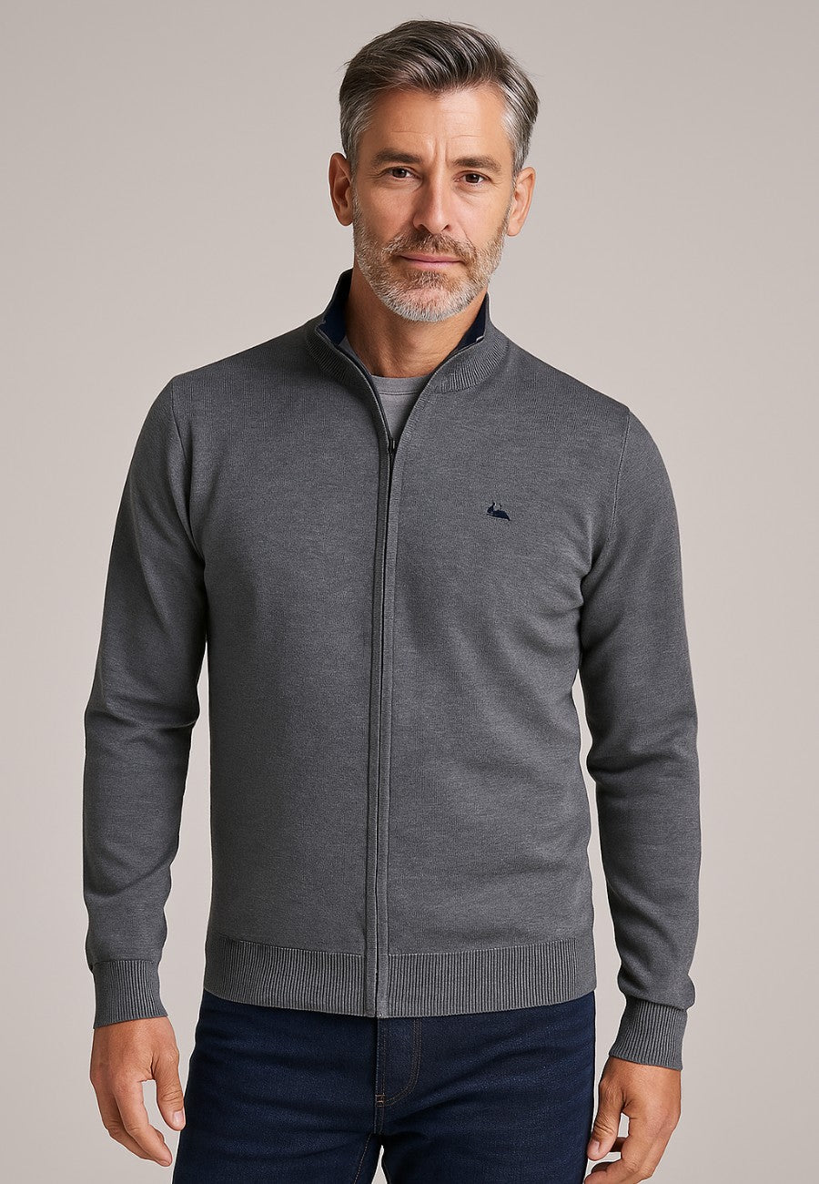 Cárdigan de punto con cremallera y cuello de cisne (7 colores)