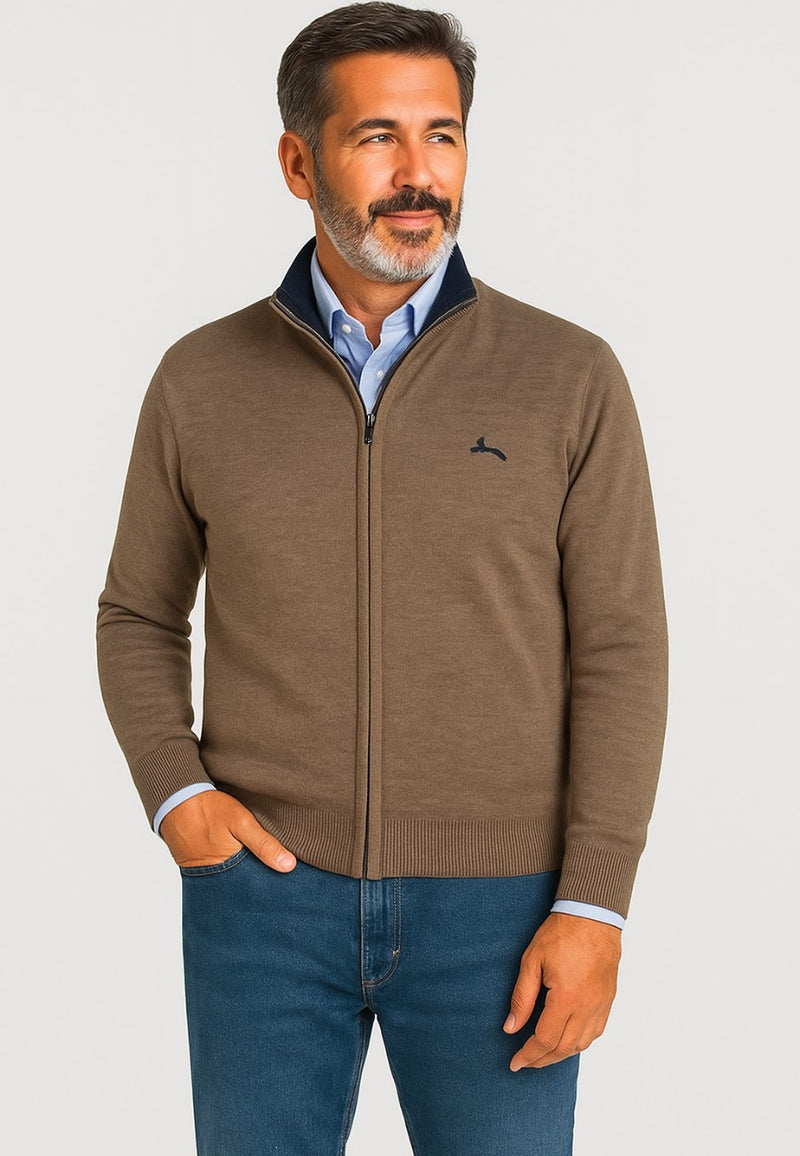 Cárdigan de punto con cremallera y cuello de cisne (7 colores)