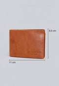 Cartera de cuero de color coñac con protección RFID