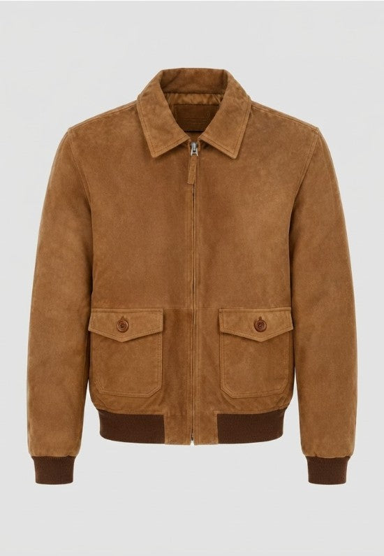 Chaqueta artesanal de ante modelo Vejer – Camel