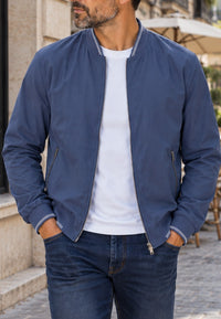 Chaqueta bomber clásica para hombre azul armada