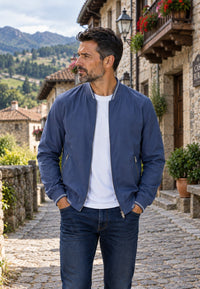 Chaqueta bomber clásica para hombre azul armada