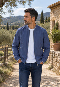 Chaqueta bomber clásica para hombre azul armada