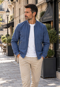 Chaqueta bomber clásica para hombre azul armada