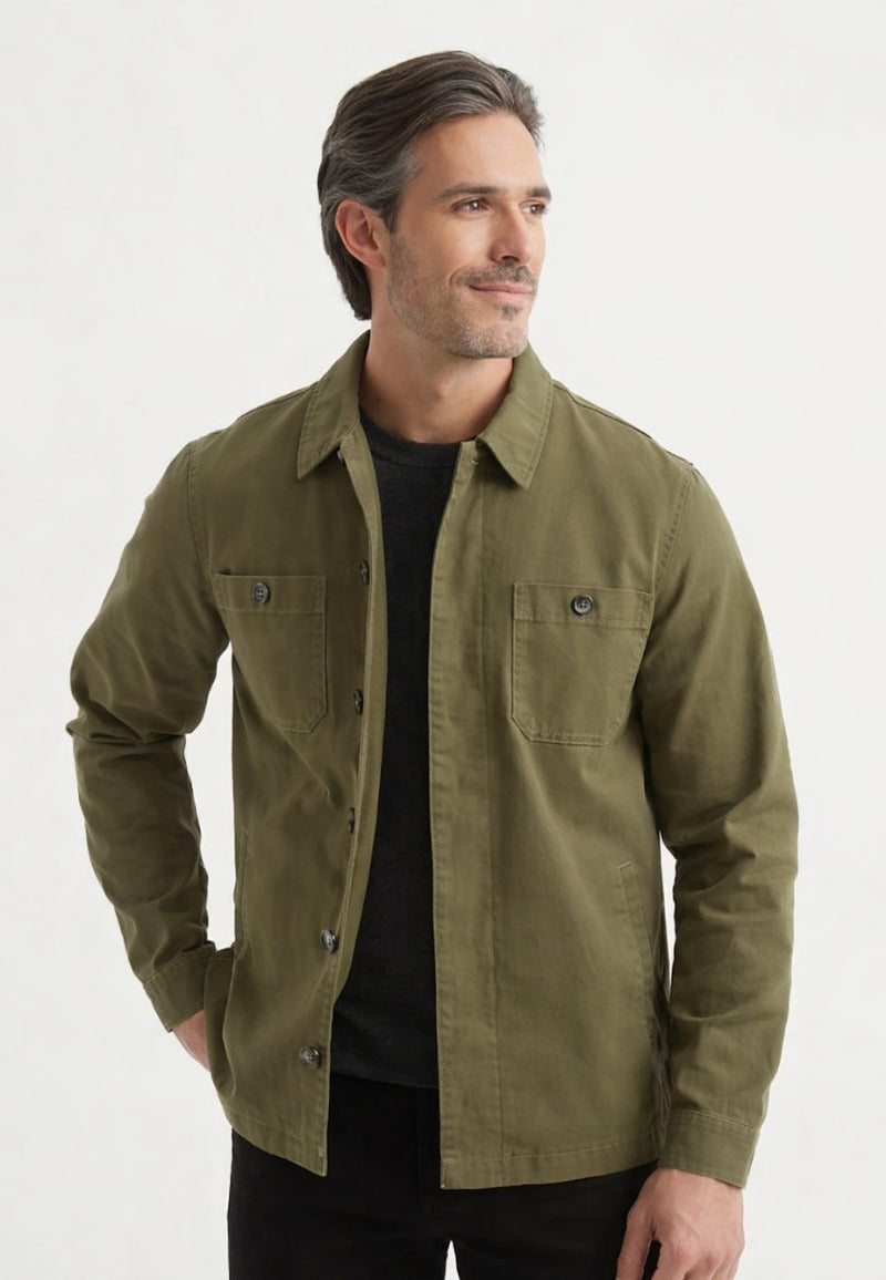 Chaqueta casual elegante para hombre en verde kaki