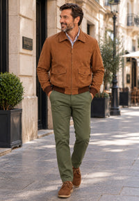 Chaqueta artesanal de ante modelo Vejer – Camel