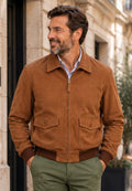 Chaqueta artesanal de ante modelo Vejer – Camel