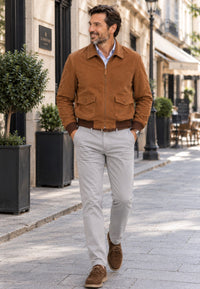 Chaqueta artesanal de ante modelo Vejer – Camel