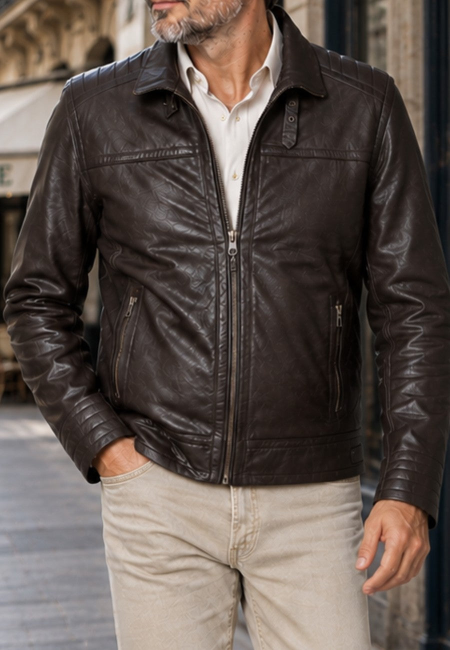 Chaqueta artesanal de piel natural Grazalema – Marrón