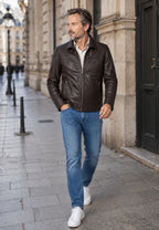 Chaqueta artesanal de piel natural Grazalema – Marrón
