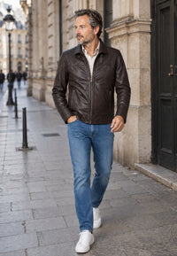 Chaqueta artesanal de piel natural Grazalema – Marrón