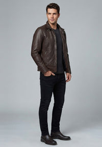 Chaqueta artesanal de piel natural Grazalema – Marrón