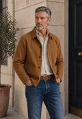 Chaqueta casual elegante para hombre en marrón coñac