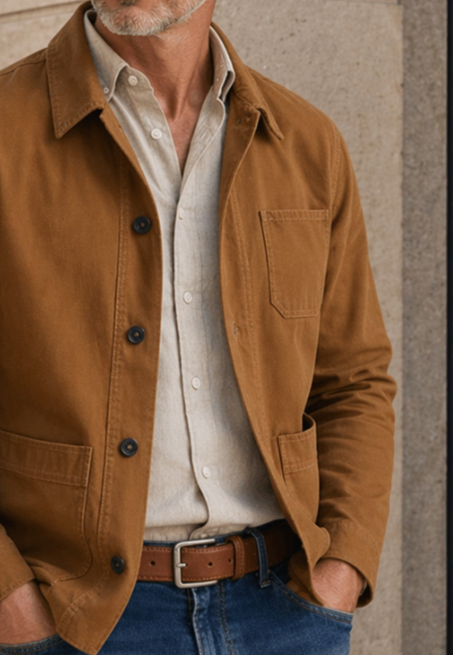 Chaqueta casual elegante para hombre en marrón coñac