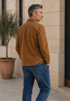 Chaqueta casual elegante para hombre en marrón coñac