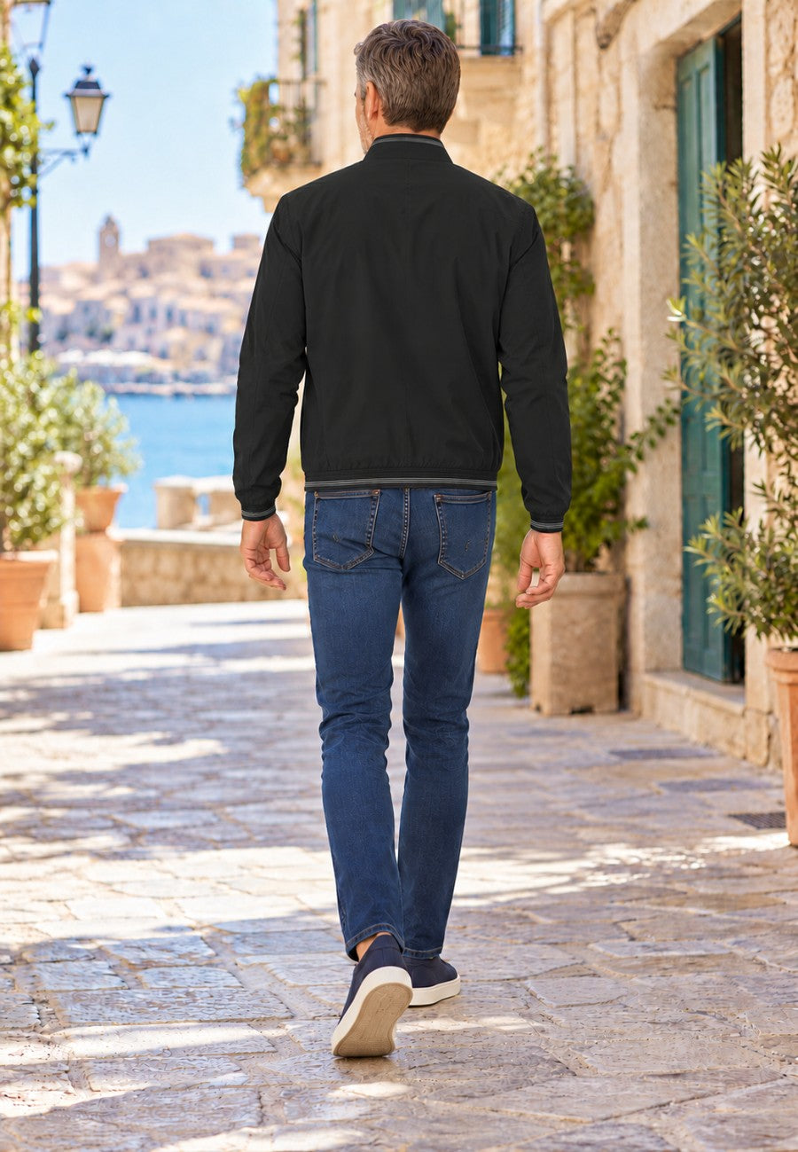 Chaqueta bomber para hombre color negro, ligera