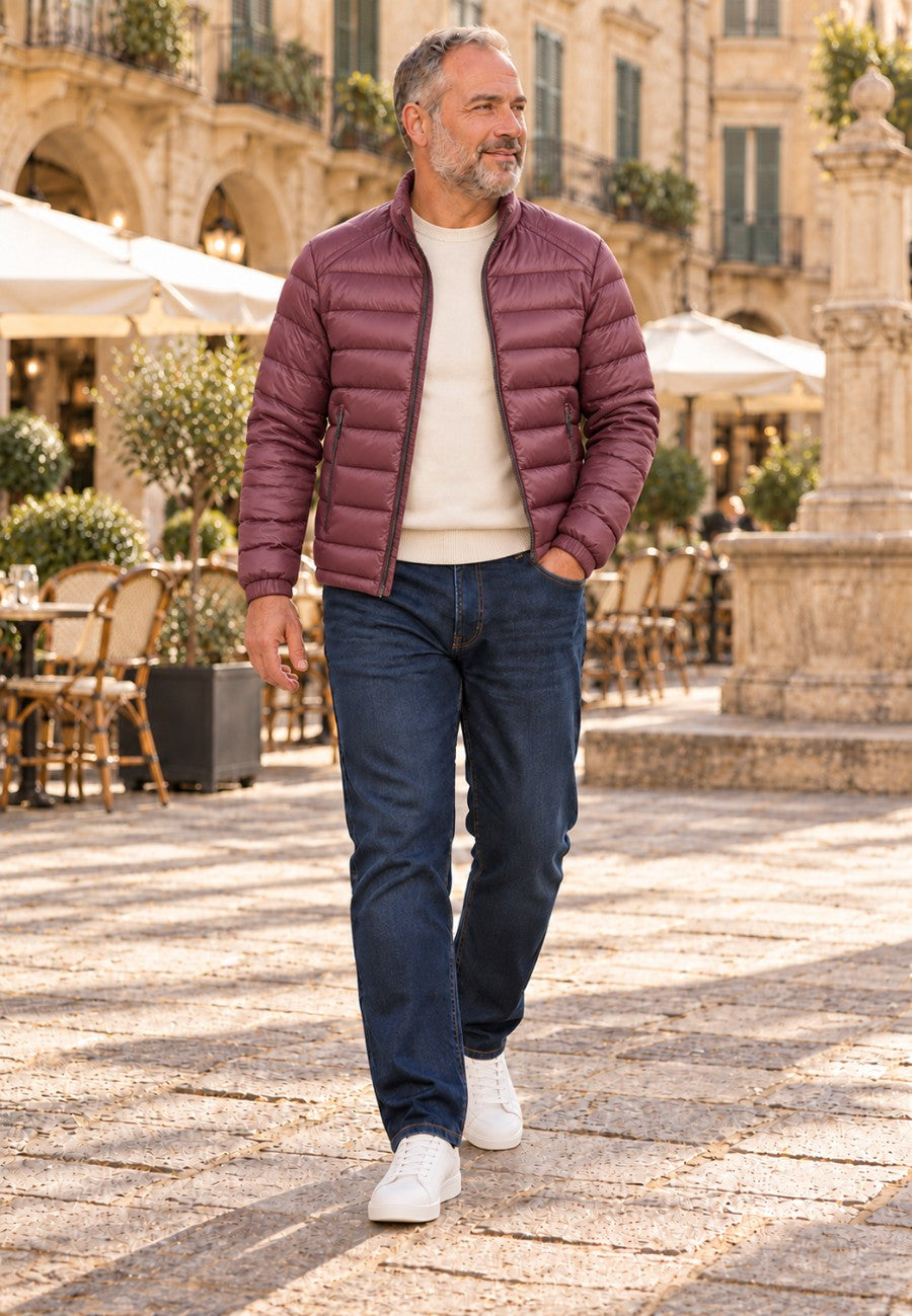 Chaqueta acolchada superligera de hombre en color Burdeos