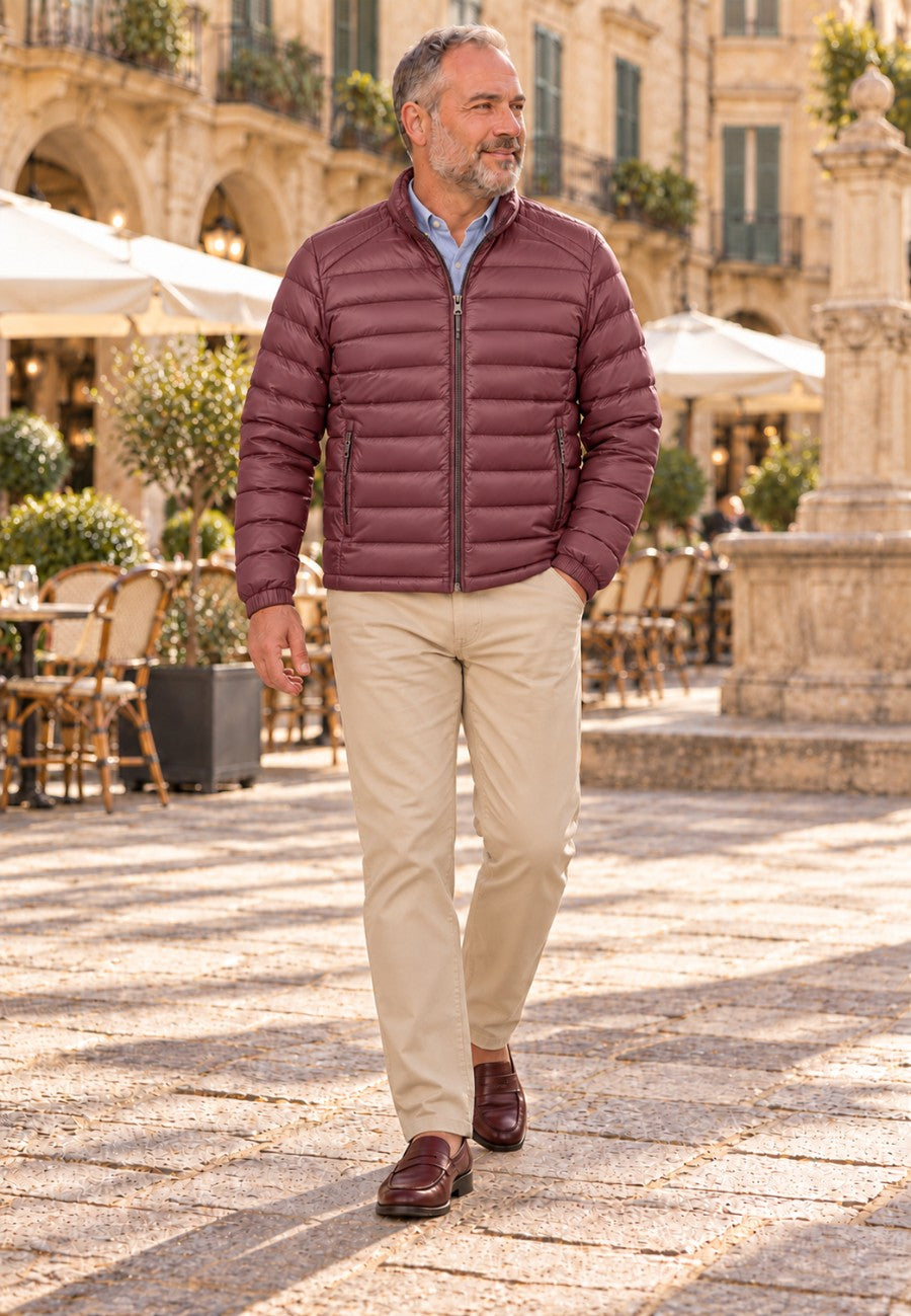 Chaqueta acolchada superligera de hombre en color Burdeos