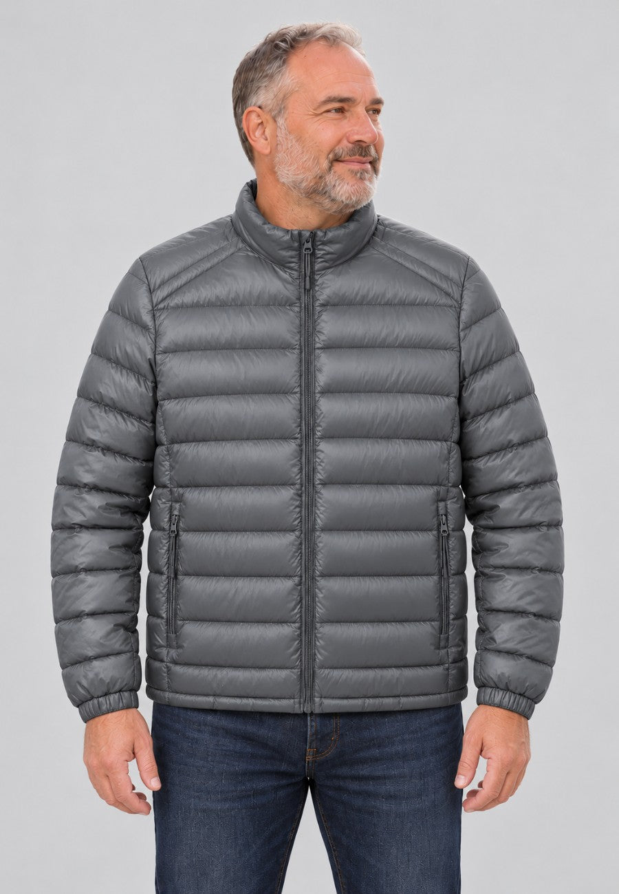 Chaqueta acolchada superligera de hombre en color gris oscuro