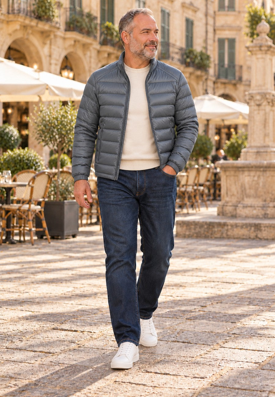 Chaqueta acolchada superligera de hombre en color gris oscuro