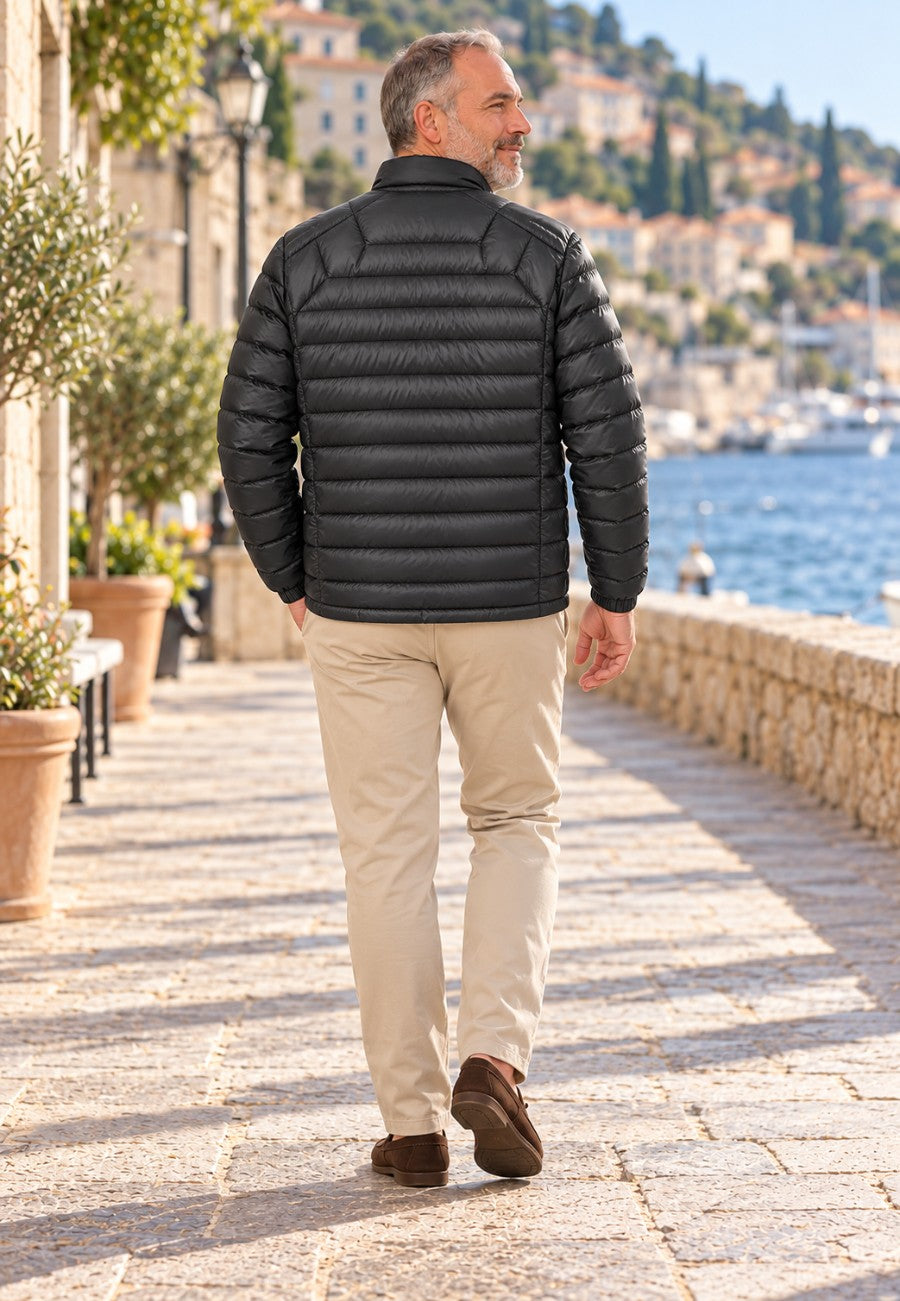 Chaqueta acolchada superligera de hombre en color negro