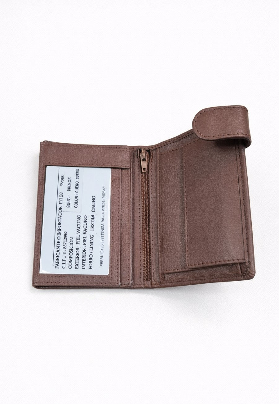 Cartera billetera de piel vacuno con protección NFC/RFID