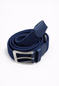 Cinturón trenzado elástico y hebilla de zinc de color Azul morado