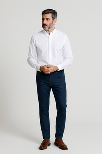 Camisa Oxford manga larga de hombre en color blanco