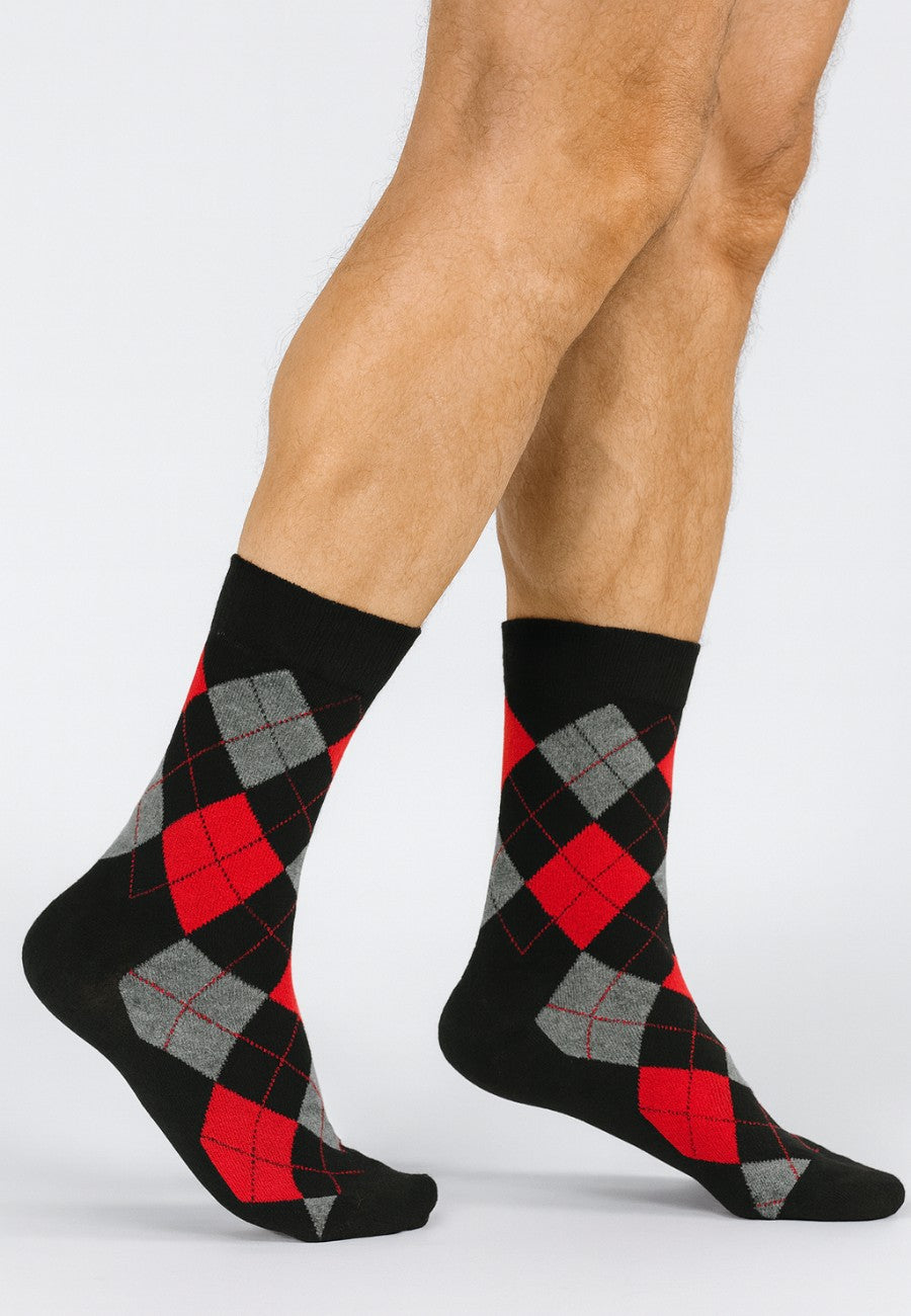 Pack 3 Calcetines de algodón para hombre en dibujos rombos en varios colores