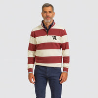 Sudadera cuello media cremallera rayas Burdeos