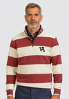 Sudadera cuello media cremallera rayas Burdeos