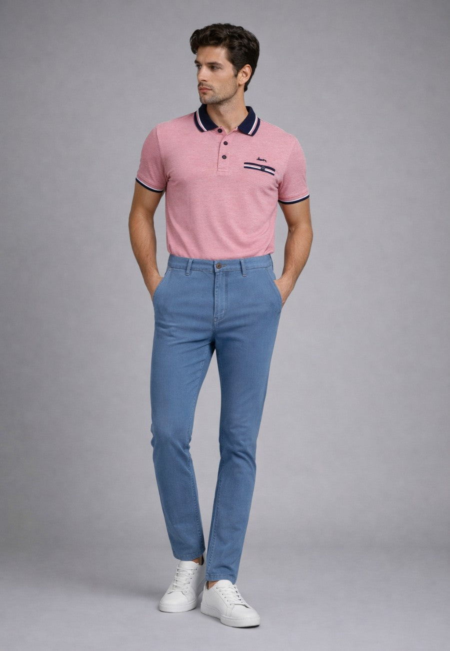 Pantalones tejanos tipo chinos de corte recto y tiro alto. Sport 505 Azul claro