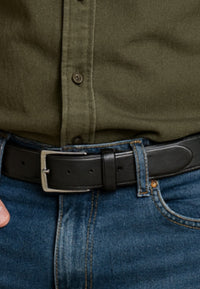 Cinturón de piel vacuno para hombre color Negro