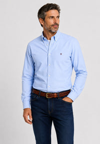 Cinturón de piel trenzado en color cuero para hombre