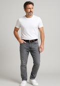 Pantalones tejanos elásticos semi entallado, Gris lavado (de tiro alto)