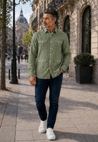 Camisa guayabera de sastrería en lino color kaki - hasta la talla 6XL