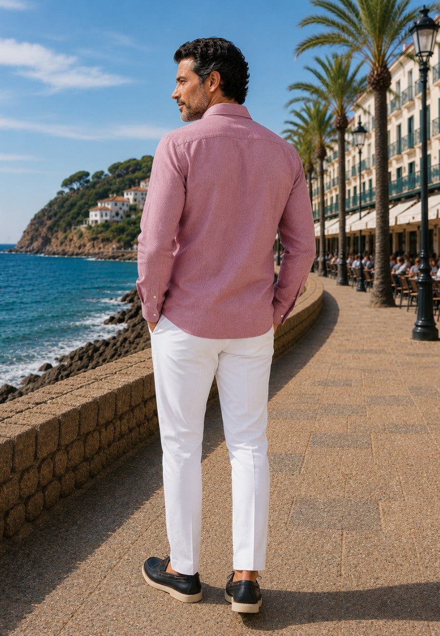 Camisa guayabera de sastrería en lino color maquillaje - hasta la talla 6XL