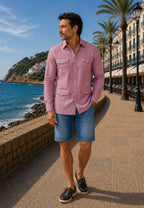 Camisa guayabera de sastrería en lino color maquillaje - hasta la talla 6XL