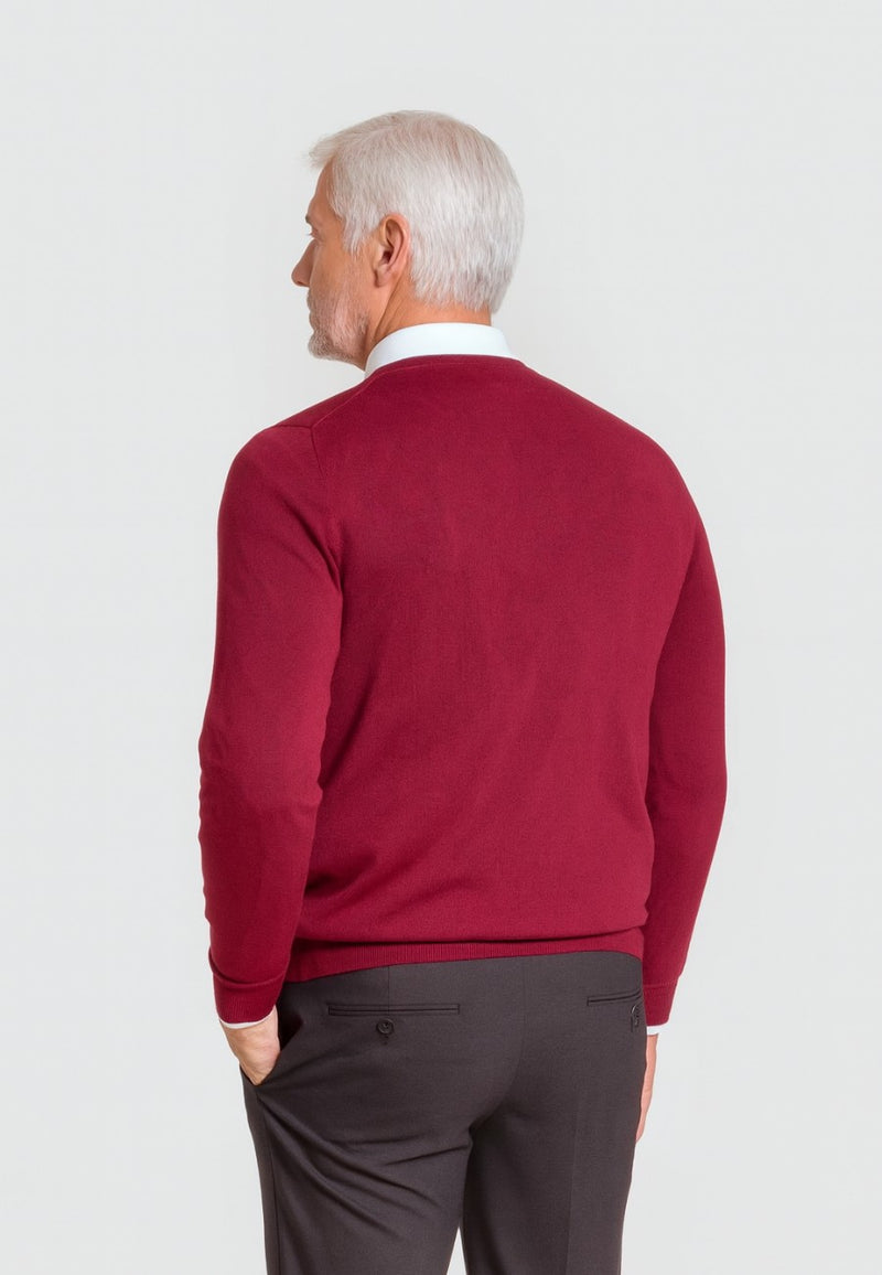 Jersey Básico cuello de pico en color granate