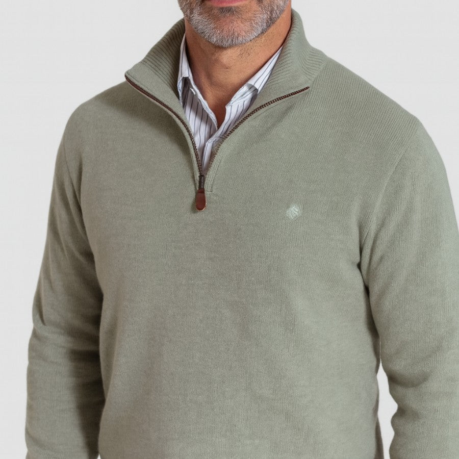 Jersey Media cremallera en color verde hoja