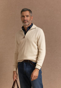 Jersey Media cremallera en color hueso