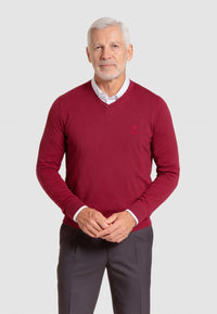 Jersey Básico cuello de pico en color granate