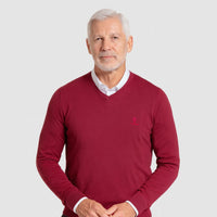 Jersey Básico cuello de pico en color granate