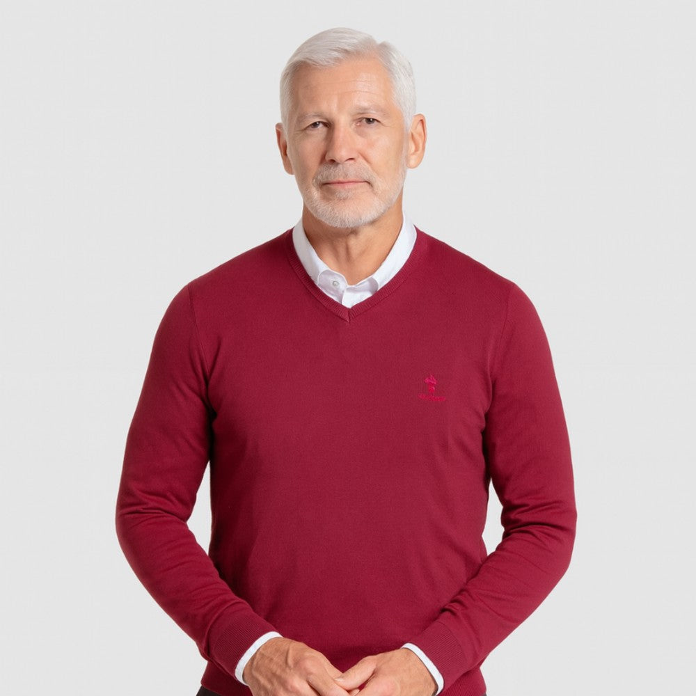 Jersey Básico cuello de pico en color granate