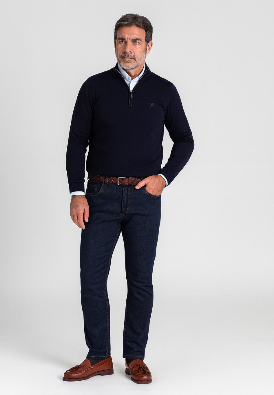 Jersey de Media cremallera en color azul marino