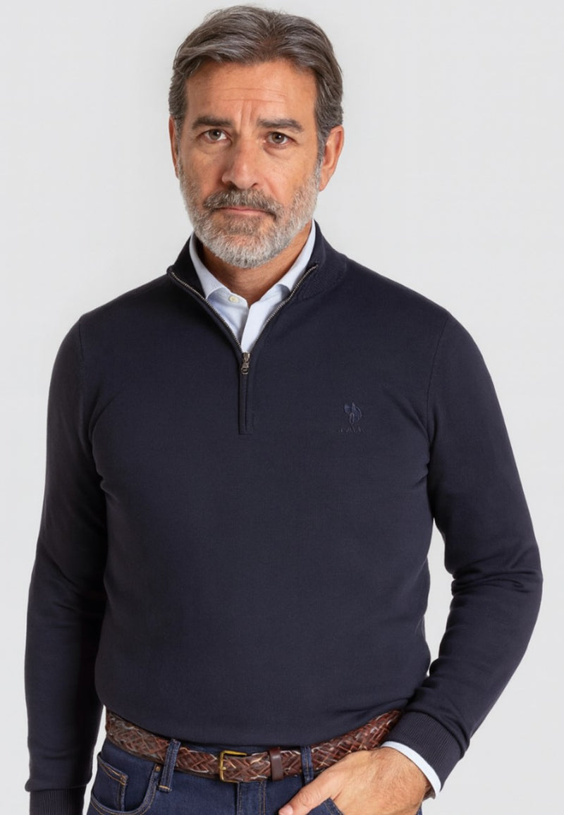 Jersey de Media cremallera en color azul marino