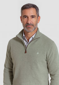 Jersey Media cremallera en color verde hoja